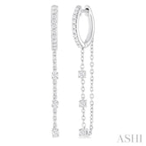 1/3 ctw Round Cut Diamond Chain Dangler Hoop Earring in 10K White Gold
